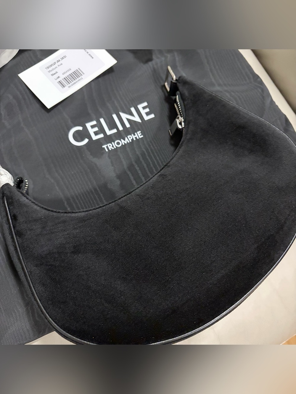 Celine Ava Triomphe Strass Velvet Shoulder Bag - Picture 5 of 11